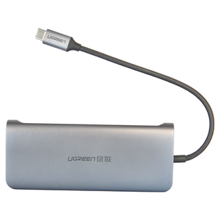 UGREEN 綠聯 七合一 Type-C 多功能轉接器-4KHDMI&VGA&USB3.0&PD充電&GigaLAN網路卡, 1條, 15cm