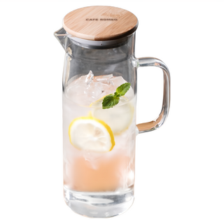 CAFE ROMEO 耐熱玻璃水瓶，原木蓋, 透明, 1個, 1.2L