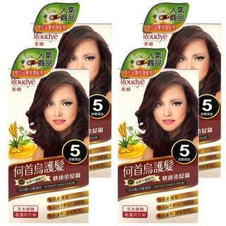Roudye 柔蝶 何首烏護髮快速染髮霜 草本護髮 灰白髮/白髮適用, 5號 深栗黑色, 4盒