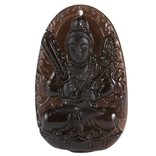 馥瑰馨盛 冰種黑曜虛空藏菩薩項鍊 長2.9*寬4.1*厚1.1CM, 1條