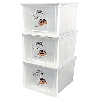 收納王妃 蠟筆小新 塑膠鞋盒3件組, 小新小白 白色, 1組