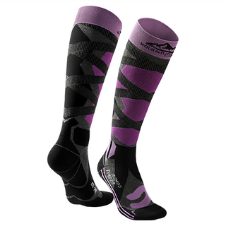 GOLOV.EJOy 經典長筒滑雪襪 運動機能壓力襪, 黑紫色, 1雙, 35~39碼