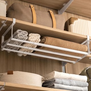 AFAMIC 艾法 40~65cm可伸縮魔術空間分層隔板鞋托 下掛置物籃整理架鞋架, 白色, 1個