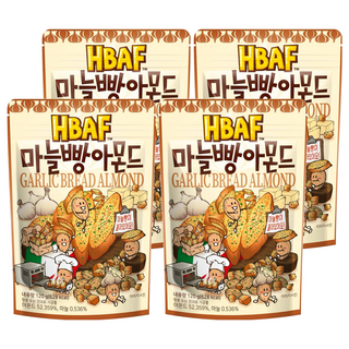 HBAF 杏仁果與大蒜麵包, 韓國原裝進口, 辦公室必備零食, 120g, 4包
