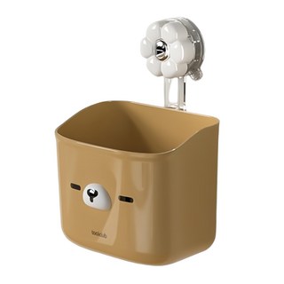 可愛小熊真空吸盤收納籃, 1個, 小咖熊