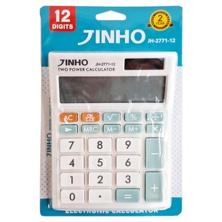 JINHO 京禾 12位元計算機 JH-2771-12 雙重電源供應 大型LCD數字顯示, 白色, 1個