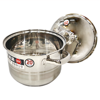 潔豹 歐洲鍋 雙耳附蓋 20cm(H) 3.7L 304不銹鋼材質, 銀色, 1個