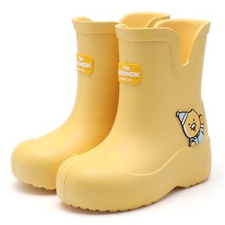 KAKAO FRIENDS 春植晚安兒童雨鞋 黃色 可愛造型 安全防滑, 22cm