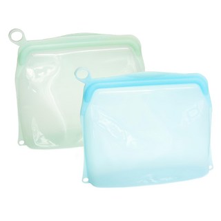 OUTSY 可密封果凍QQ矽膠食物夾鏈袋 食品級矽膠 安全無毒 經久耐用 可重複使用環保好清洗 小巧款500ml, 18.8 x 4.6 x 16.5cm, 2個, 1組