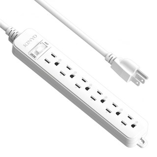 Kinyo 1開6插安全延長線, 1.8m, 單色, 1條