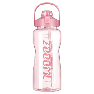 阿莎&布魯 大容量彈蓋吸管水壺 PC材質 耐熱120℃至-20℃, 1個, 2L, 粉色