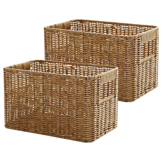 NATURE LIVING 收納籃 帶把手, 26 x 17 x 16cm, 2個, 藤編色