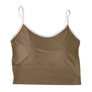 冰絲吊帶胸墊背心, 不適用, 咖啡