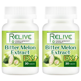 RELIVE 山苦瓜膠囊EX 含山苦瓜萃取物 啤酒酵母 大豆粉 30顆/瓶, 500mg, 2罐
