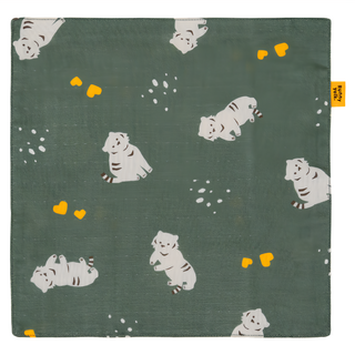 Runny yolk.朗尼幼克 純棉小方巾 台灣製造, 25 x 25cm, 墨綠