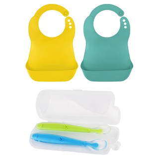 Bebelock 立體防漏圍兜套組, 芥末黃+薄荷綠+綠, 1組