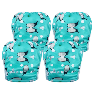 我家寶貝 嬰幼童調節式內褲型泳褲 TPU防水布 網眼布 防滲漏 舒適親膚, 4件, 0-3歲