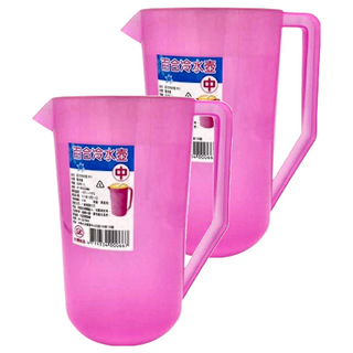 LM 力銘 中百合塑膠冷水壺 桌上壺 冷熱飲壺, 粉色, 2.5L, 2個