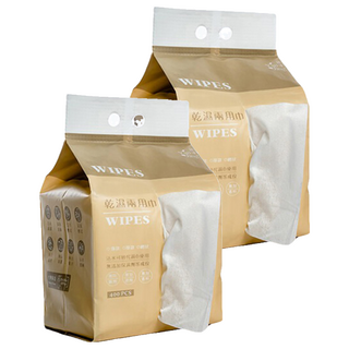 妍淨 乾濕巾 厚實布料設計 可對折使用 多用途設計 400抽, 平面款, 2件