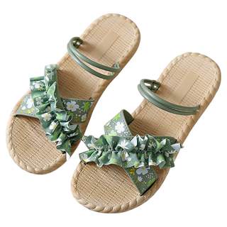 bebehome 小清新碎花兩用平底涼拖鞋 浪漫碎花 舒適設計 居家外出都適合, 綠色, 240mm