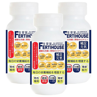 FERTIHOUSE 生育家 男性備孕綜合維他命膠囊 含鋅、瑪卡、精氨酸 調整體質 30顆/瓶, 3瓶