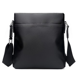 ADDEDIT 簡約皮革坦伯斜背包, 黑色