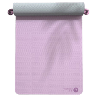 ZHONGOU 長紅 TPE加厚款正位線防滑雙色瑜珈墊 厚8mm TP88N 贈綁帶+背袋+拉力繩或拍拍球(顏色款式隨機), 紫色, 1個