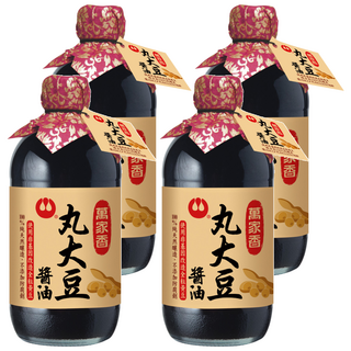 萬家香 丸大豆醬油 100%純釀造 使用非基因改造全粒黃豆 無添加防腐劑 無添加人工味精、無焦糖色素 無農藥殘留、無有害重金屬, 450ml, 4瓶
