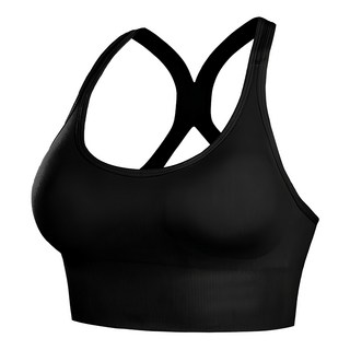 高強度美背運動內衣 U型拼接 襯托結構增強聚攏, L, 黑色