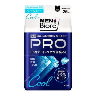 MEN's Biore PRO 男性臉部身體兩用濕巾 酷涼 26張, 1個, 282ml