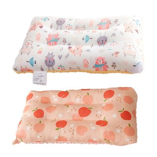 100%純棉可水洗 小蘋果 + 好朋友 米 柔軟舒適透氣兒童睡枕, 小蘋果 + 好朋友 米色