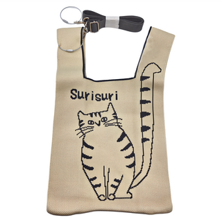 kUSUgURU JAPAN 日本眼鏡貓 和式手挽包 附簡易掛繩可肩背