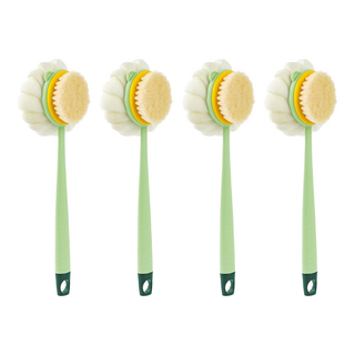 雙面長柄沐浴刷 植毛刷款 35 x 6.9cm 350g, 綠色, 2支, 2組