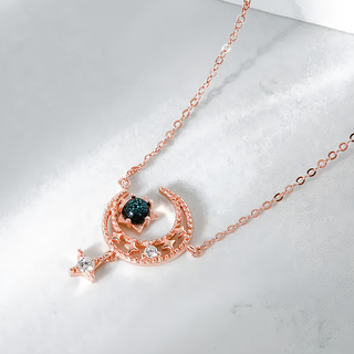 RADIANT STAR 璀璨之星 星夜流光琉璃星空石月牙彎彎項鍊 925純銀 SL718