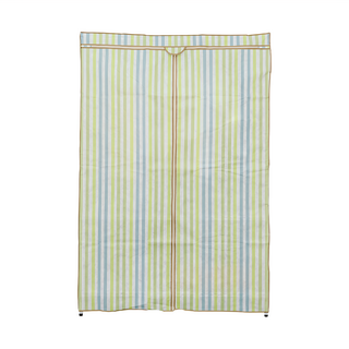 dayneeds 日需百備 輕型三層單桿衣櫥 含防塵布套 120 x 45 x 180cm, 電鍍插管 + 綠直條紋布套
