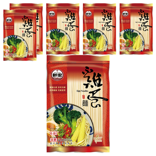 新宏雞蛋麵 麵體香Q有勁 夾鏈袋包裝, 600g, 6包