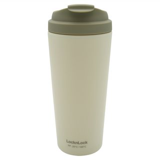 LocknLock 樂扣樂扣 雙色雙層PP咖啡隨行杯, 象牙白, 470ml, 1個