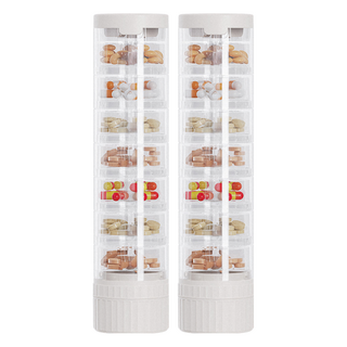 上手家居 切藥器藥盒，隨身磨藥器，三分格設計，分藥器, 2個