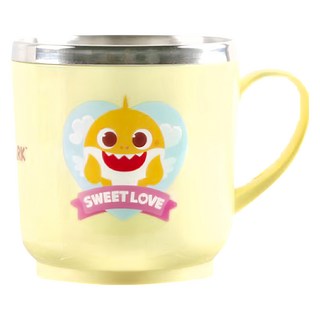 aizoumu 不鏽鋼雙層隔熱杯 隔熱防燙 舒適體驗 握柄設計 操作簡便 防滑底部, 鯊魚寶寶, 200ml, 1個