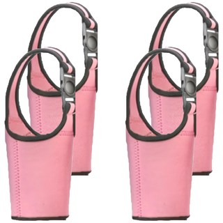 潛水布環保手提杯套 適用500-700CC飲料杯, 桃紅色, 4個