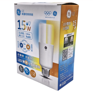GE 美國奇異照明 小雪糕燈泡 LED雙色 15W 15 000小時 Ra80 E27燈頭 廣角光240度, 白光 + 黃光, 1組