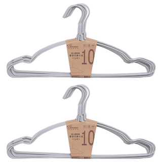 順崴 Shoenwei 圓弧凹肩浸塑衣架 PE塑膠+高錳鋼金屬 尺寸43.5x20.5cm, 顏色隨機, 20支