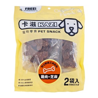 KAZI 卡滋 軟Q嫩雞芝麻點點 寵物零食, 低脂低鹽, CAS人用等級鮮肉, 100%台灣製造, 雞肉 + 芝麻, 120g, 1袋
