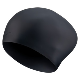 NIKE 耐吉 成人長髮用矽膠泳帽 NESSA198, 黑色, 1件