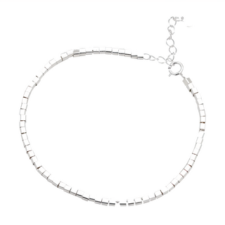 RADIANT STAR 璀璨之星 925純銀 璀璨之星記憶拼圖極簡方塊連接銀手鍊 SL788