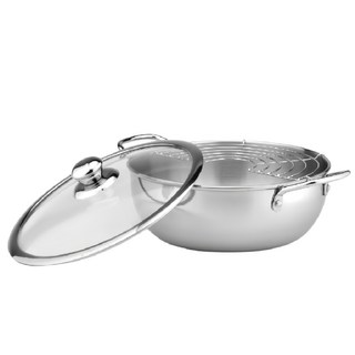 Chieh Pao 潔豹 304不銹鋼鋼 炸煮通用鍋 2.5L, 1個, 不銹鋼色, 24cm