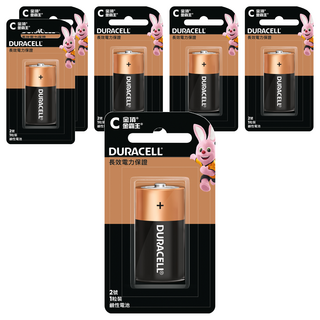 DURACELL 金頂 鹼性電池 2號C, 6顆
