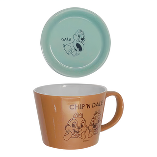 Disney 迪士尼 奇奇蒂蒂馬克蓋杯組 杯子10.4 x 7.6cm 盤子10.6cm 420ml, 堅果款, 1組