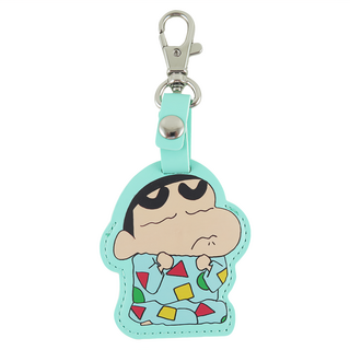 Shinchan 蠟筆小新 磁扣鑰匙圈 PU合成皮 五金掛件, 睡衣 綠色, 1個