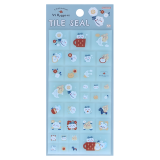 sun-star 吉伊卡哇 歡樂時光磚型貼紙, W65xH130xD3mm, 藍色驚喜, 1張